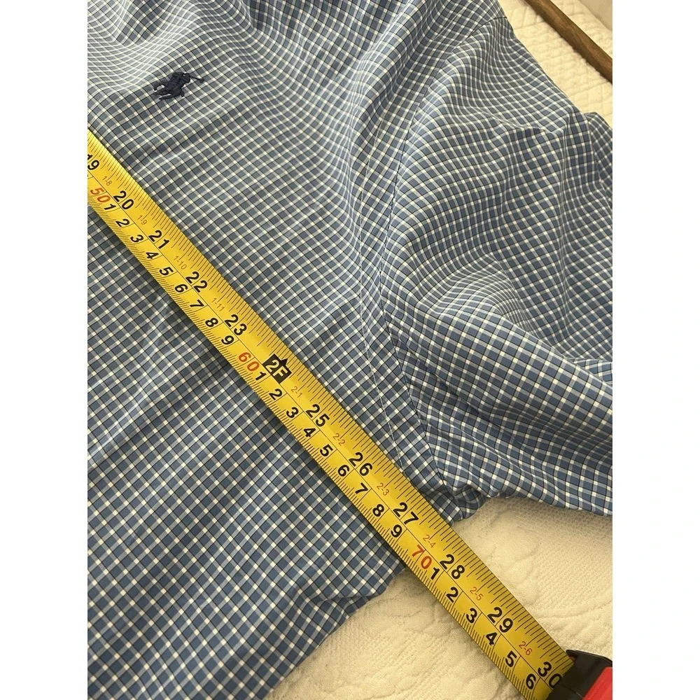 Polo Ralph Lauren Shirt Mens XXL Blue White Gingham Cotton Button Down Pony